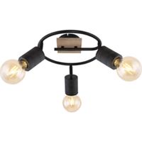 Globo Plafondlamp 3-lichts met zwarte metalen spotjes | Bruin| E27 | Binnen | Industrieel | Plafondspots