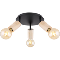 Globo Plafondlamp 2-lichts | Plafondspots | E27 | Hout en Metaal | Zwart | Binnen | Industrieel | Landelijk