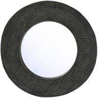 Liviza Ronde zwarte spiegel Madera - Teak hout - Rond