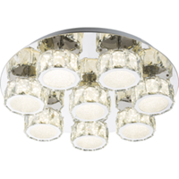 Globo Plafondlamp met acht acrylspots | 50cm | Plafondspots | Transparant | Woonkamer | Eetkamer