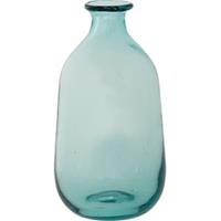 Clayre & Eef Decoratieve Vaas Ø 8*16 cm Blauw Glas Glazen Vaas Transparant Glas Bloemenvaas