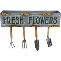 Clayre & Eef Plantenhanger Binnen 56*16*29 cm Grijs, Bruin, Groen Metaal Rechthoek Fresh Flowers Hangpot