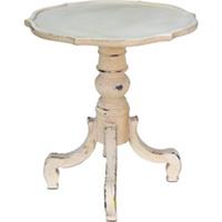 Clayre & Eef Bijzettafel Ø 65*73 cm Wit Hout Rond Side table Tafeltje