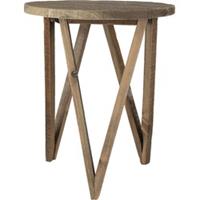 Clayre & Eef Plantentafeltje Ø 30*36 cm Bruin Hout Rond Decoratie Mini Krukje Decoratie Tafeltje Plant table