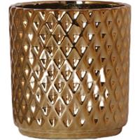 Kolibri Home | Metallic diamond bloempot - Gouden keramieken sierpot Ø9cm