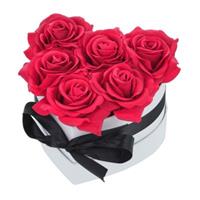 RELAXDAYS Weiße Rosenbox mit 6 Rosen rot/weiß