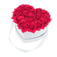 RELAXDAYS Weiße Rosenbox mit 18 Rosen rot/weiß