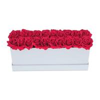 RELAXDAYS Weiße Rosenbox lang mit 20 Rosen rosa/weiß