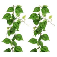 Decoris 2x stuks groene klimop kunstplant slingers 220 cm -