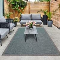 Flycarpets CYRENE LAAGPOLIG KADER TURQUOISE / GRIJS VLOERKLEED INDOOR EN OUTDOOR