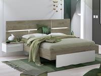 Mobistoxx Bed en nachtkastjes PADEL 140x190 cm wit/endgrain eik