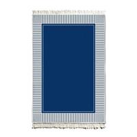 THE MIA Teppichläufer - beidseitig verwandbar mit Fransen 150 x 100 cm blau/weiß