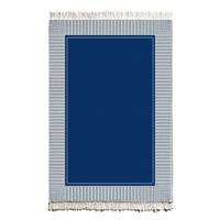 THE MIA Teppichläufer - beidseitig verwandbar mit Fransen 180 x 120 cm blau/weiß