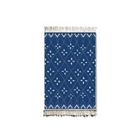 THE MIA Teppichläufer - beidseitig verwandbar mit Fransen 90 x 60 cm blau/weiß