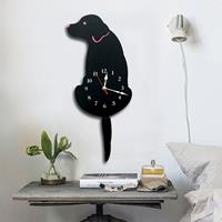 huismerk Thuiskantoor slaapkamer decoratie batterij geÃ«xploiteerd Dog gevormde Wandklok met swingende staarten formaat: 42 x 18cm (zwart)