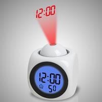 Huismerk Multifunctionele LED Projectie wekker Voice Talking Clock specificatie: wit zonder USB-kabel