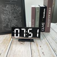 huismerk Multifunctionele groot scherm elektronische klok Mute LED mirror alarm clock (wit licht met zwart frame)