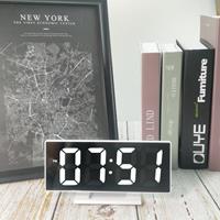 huismerk Multifunctionele groot scherm elektronische klok Mute LED mirror alarm clock (wit licht met wit frame)