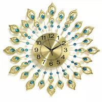 huismerk Creative Peacock Wall Clock Persoonlijkheid Mute Woonkamer Decoratie Klok0 cm (Goud)