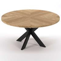 I-Catchers Eettafel rond eiken fineer | 120 x 120 x 78 cm | Bladdikte 4 cm | Kruispoot