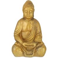 RELAXDAYS Buddha Figur Garten, wetterfest & frostsicher, Gartenbuddha sitzend, Gartenfigur, HBT: 50,5 x 33 x 27 cm, gold - 