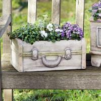 HOME Living Pflanzer Koffer Blumentöpfe grau/braun