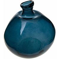 Atmosphera - Vase Dame Jeanne - recyceltes Glas - sturmblau d 33 cm Blau