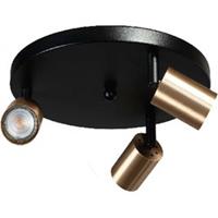 Masterlight Bounce Spot 3 lichts rond d:30 cm black/gold - Industrieel - 2 jaar garantie