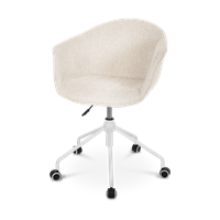 Nolon Nout bureaustoel beige met armleuningen - wit onderstel