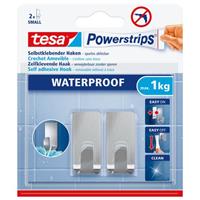 Tesa Powerstrips zelfklevende haak waterproof chroom 1kg - 2 stuks