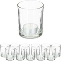 RELAXDAYS Teelichtgläser, 12er Set, Teelichthalter aus Glas, schlichte Votivgläser, H x D: 8,5 x 7 cm, Deko, transparent - 