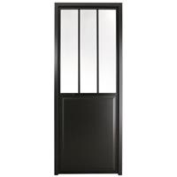 Praxis Binnendeur Atelier linksdraaiend zwart aluminium mat glas 211,5x93cm