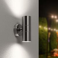 HOFTRONIC™ Jasmin dimbare LED Wandlamp - 6000K daglicht wit - GU10 - Rond - Up & Down light - RVS - IP44 voor buiten