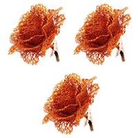 Cosy & Trendy Oranje kanten glitter roos op clip 10 cm - Feestversiering/decoratie