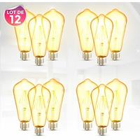 B.K.LICHT 4x 3er-Set LED Leuchtmittel Filament Vintage Industrie Lampe E27 Retro Glühbirne ST64 4W