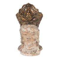 Clayre & Eef Decoratie Beeld Boeddha 12*9*22 Cm Bruin Kunststof Decoratief Figuur Decoratieve Accessoires