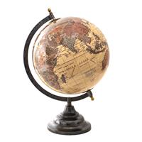 Clayre & Eef Wereldbol Decoratie 22*22*33 Cm Bruin Hout, Metaal Globe Aardbol Woonaccessoires Bruin Globe Aardbol
