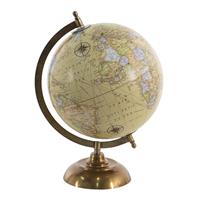 Clayre & Eef Wereldbol Decoratie 22*22*33 Cm Groen Hout, Metaal Globe Aardbol Woonaccessoires Groen Globe Aardbol