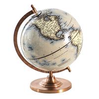 Clayre & Eef Wereldbol Decoratie 22*22*30 Cm Blauw Hout, Metaal Globe Aardbol Blauw Globe Aardbol