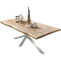 SIT MÖBEL TABLES & CO Tisch 160x90 cm Platte Mango mit Baumkante, silbernes Stern-Gestell