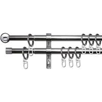 BESTLIVINGS Stilgarnitur Set aus Edelstahl, ausziehbare Gardinenstange 120-230 cm, Formentor