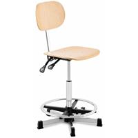 Fromm & Starck Werkstoel - 120 kg - Chroom, Hout - voetring - in hoogte verstelbaar vanaf 550 - 800 mm