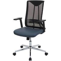 HHG Bürostuhl 083, Drehstuhl Schreibtischstuhl, ergonomisch Kunstleder ~ blau-grau - 
