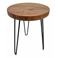 SPETEBO Beistelltisch mit Platte aus Ulmen Holz massiv - Ø 40 cm - Modell: rund
