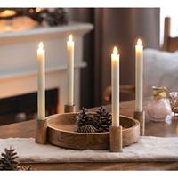 FRANK FLECHTWAREN Tablett 'Kerzenhalter' aus Mangoholz für 4 Kerzen, Kerzentablett, Kerzenständer