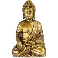 RELAXDAYS Buddha Figur Garten, wetterfest & frostsicher, Gartenbuddha sitzend, Gartenfigur HBT 30 x 18,5 x 12,5 cm, gold - 