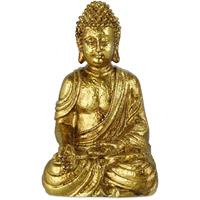 RELAXDAYS Buddha Figur Garten, wetterfest & frostsicher, Gartenbuddha sitzend, Gartenfigur HBT 40 x 23,5 x 16,5 cm, gold - 
