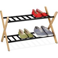 RELAXDAYS Schuhregal, 2 Ebenen, für 6 Paar Schuhe, Bambus & Metall, moderne Schuhablage, 42,5x67x36,5 cm, natur/schwarz - 