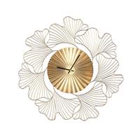 PTMD Collection PTMD Jora Gold metal clock with coral leaves round