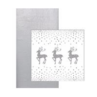 Bellatio Decorations Papieren tafelkleed/tafellaken zilver inclusief kerst servetten -